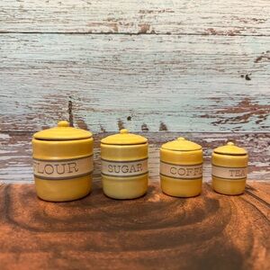 THT 1994 Tender Heart Treasure Miniature Yellow Canisters Pottery Yellow